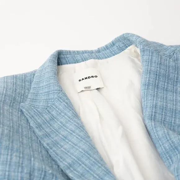 Sandro Nars Blue Tweed Blazer - Picture 7 of 11